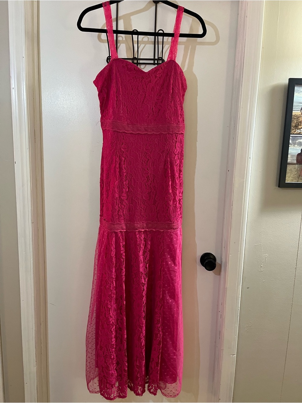 Girls Fuchsia Lace Maxi Dress with Straps